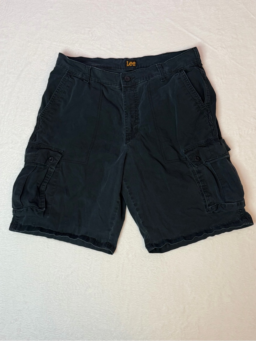 Lee Mens Cargo Shorts Black Utility Workwear Outdoor Size 34